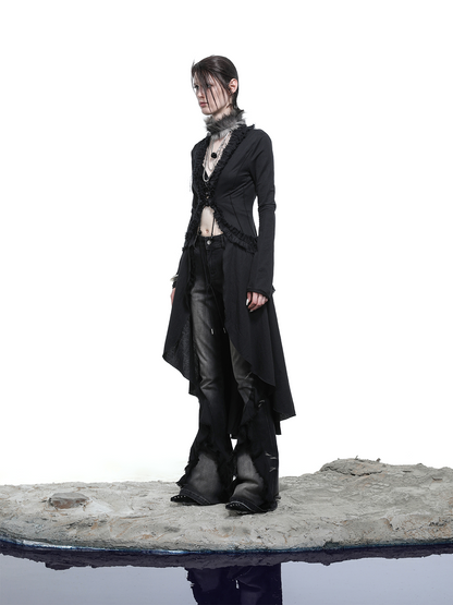 LONG SHIRT TOP WITH RUFFLED END