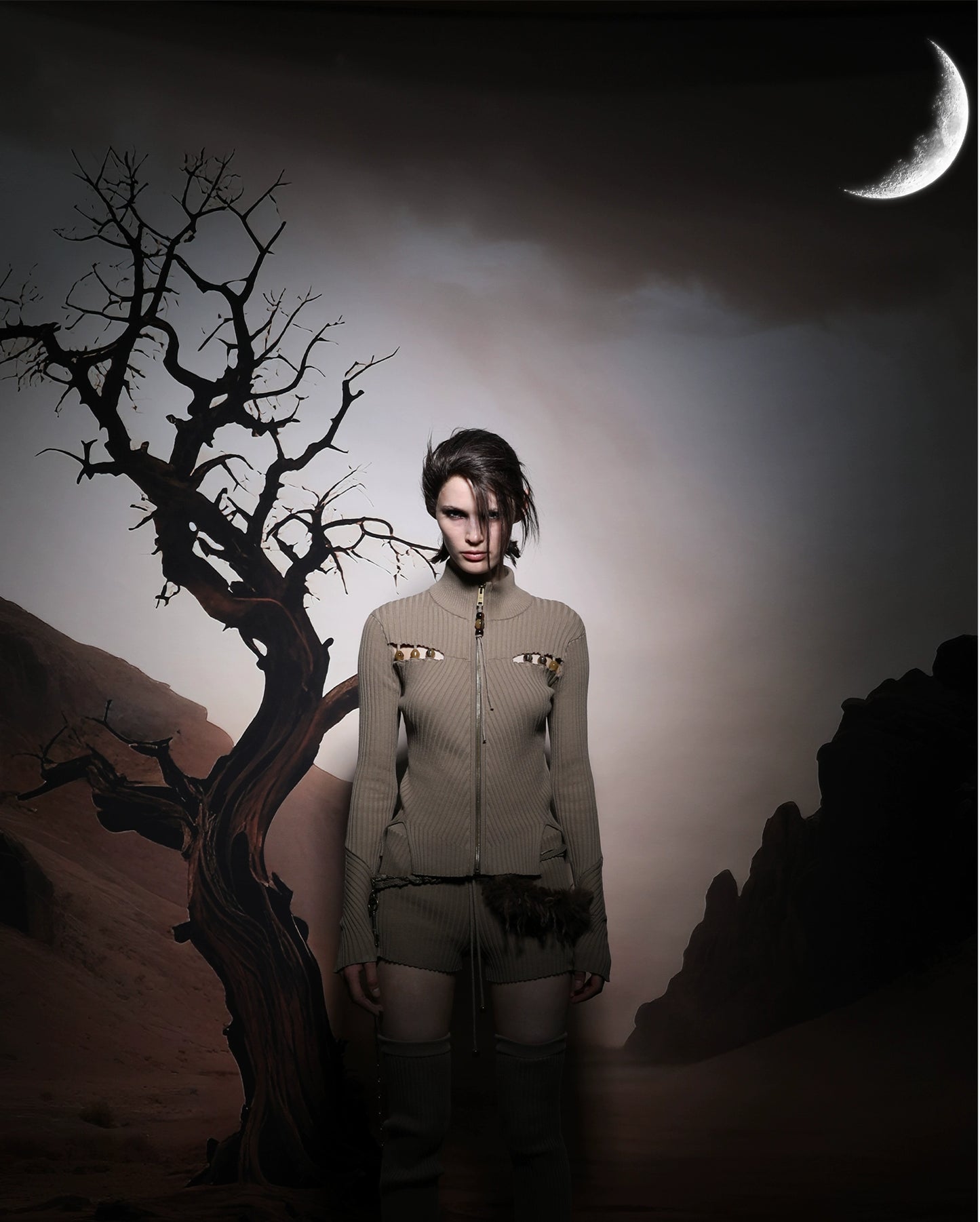 KNITTED CARDIGAN WITH BEADED SLITS