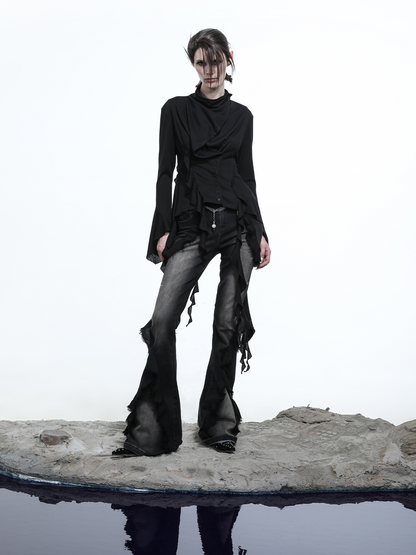 FLARED BLOUSE WITH RUFFLES