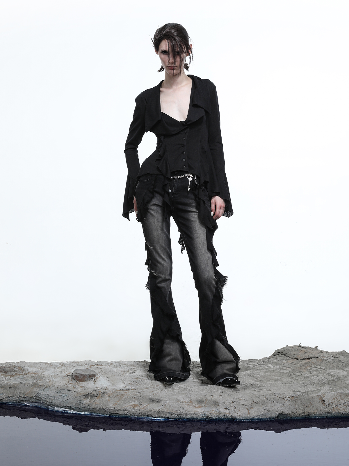 FLARED BLOUSE WITH RUFFLES