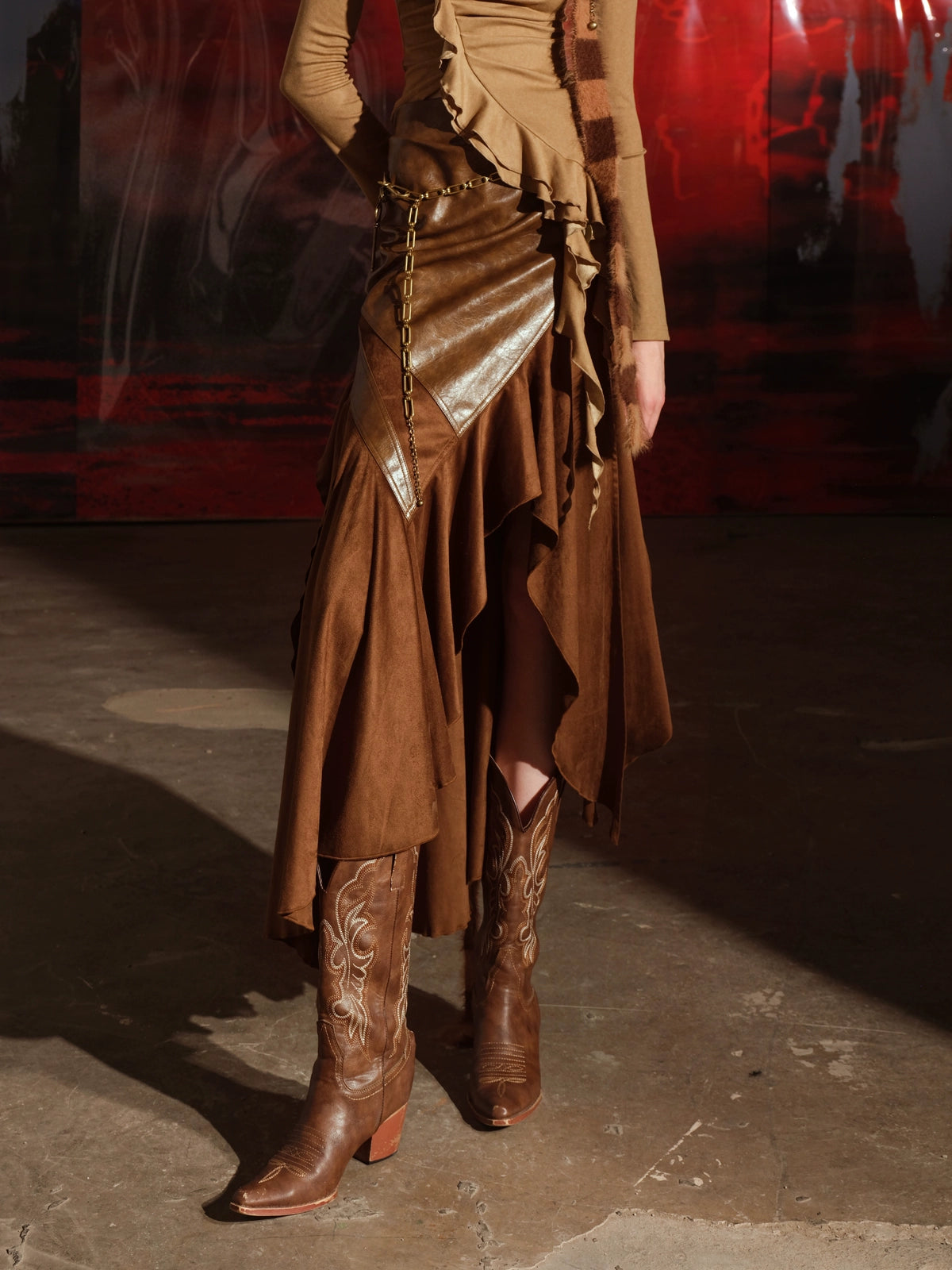 PATCHWORK IRREGULAR SKIRT