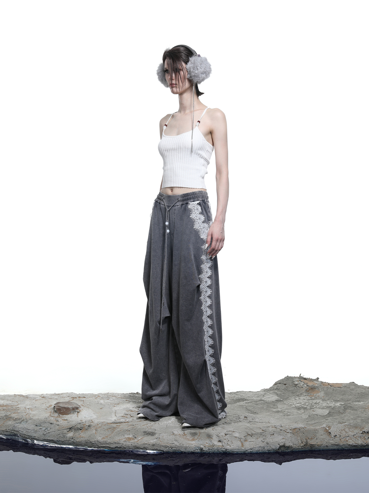 RIBBON KNIT TOP+SHORTS SET