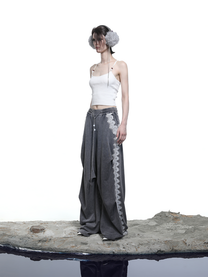 RIBBON KNIT TOP+SHORTS SET