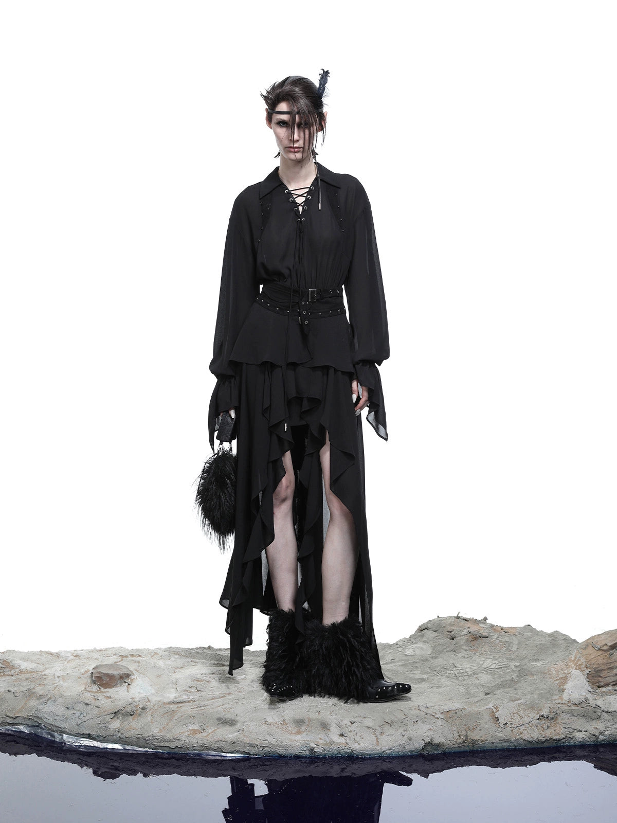 FAKE 2 PIECE RUFFLED DRESS