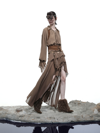 FAKE 2 PIECE RUFFLED DRESS