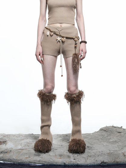 RIBBON KNIT TOP+SHORTS SET