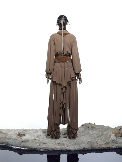 FAKE 2 PIECE RUFFLED DRESS