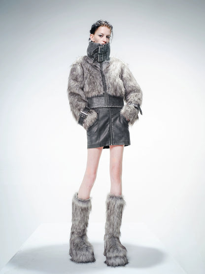SHORT FAUX FUR COAT