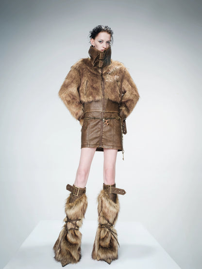 SHORT FAUX FUR COAT