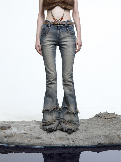 FLARED DISTRESSED JEANS