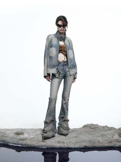 FLARED DISTRESSED JEANS