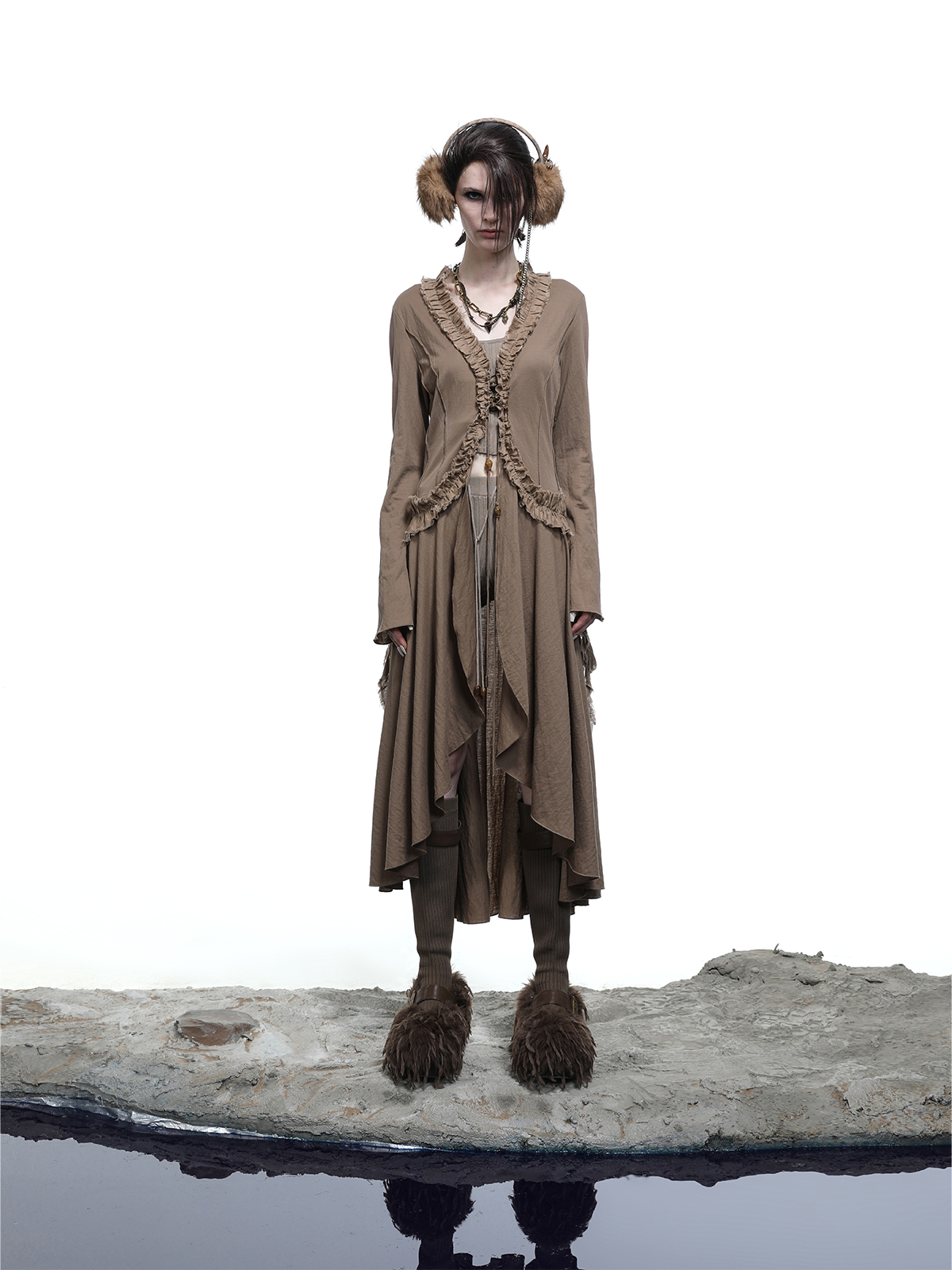 LONG SHIRT TOP WITH RUFFLED END