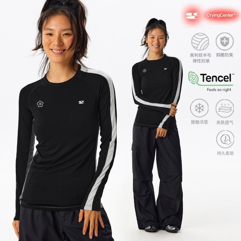 TENCEL LONG SLEEVE TEE WITH MERINO WOOL