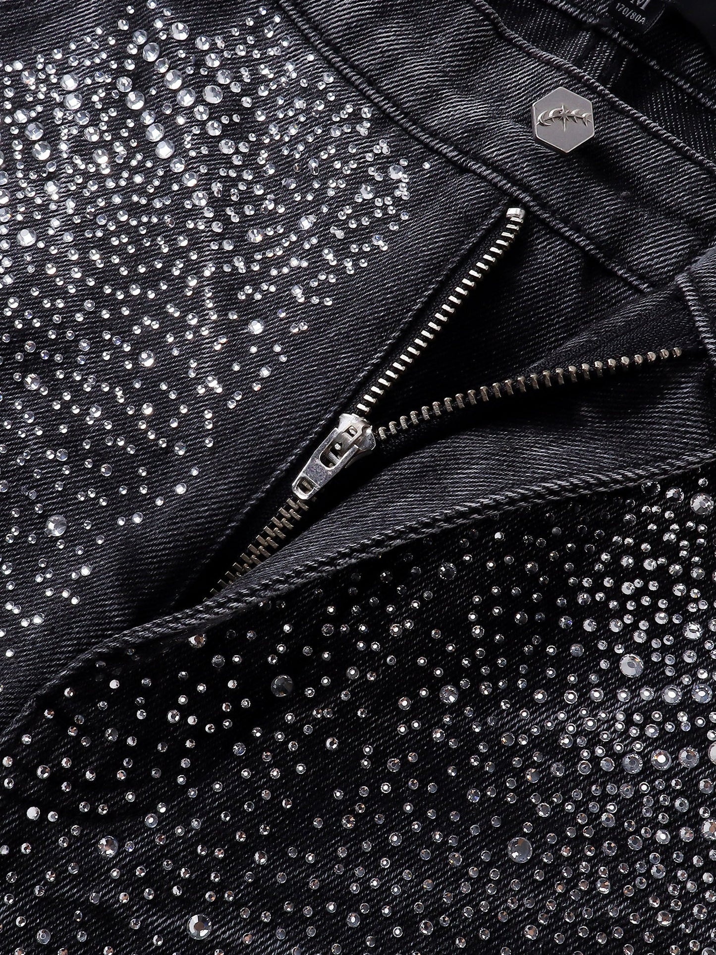 LUMINOUS DAWN RHINESTONE COBWEB  CROPPED JEANS