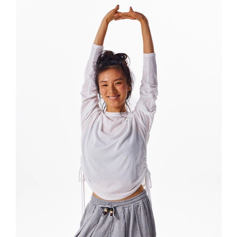 DRAPED OVERSIZE LONG SLEEVE TOP WITH BACK SLIT