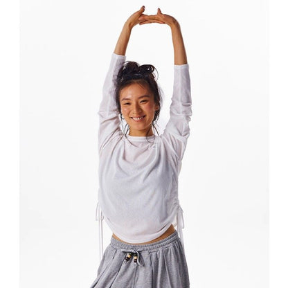 DRAPED OVERSIZE LONG SLEEVE TOP WITH BACK SLIT